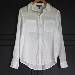 Chaps | Crinkly/Gauzy Cotton Lightweight White Shirt